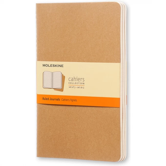 Блокнот MOLESKINE CAHIER JOURNAL LARGE, линейка, бежевый QP416