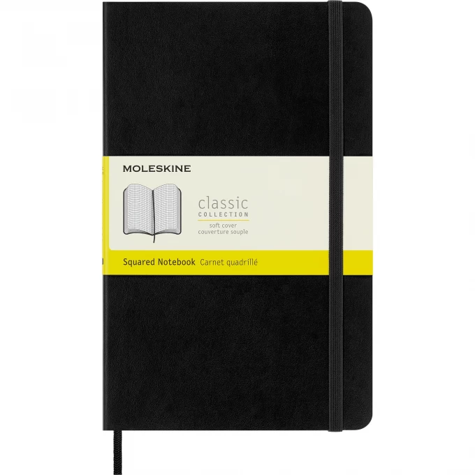 Блокнот MOLESKINE CLASSIC SOFT LARGE, клетка, черный QP617