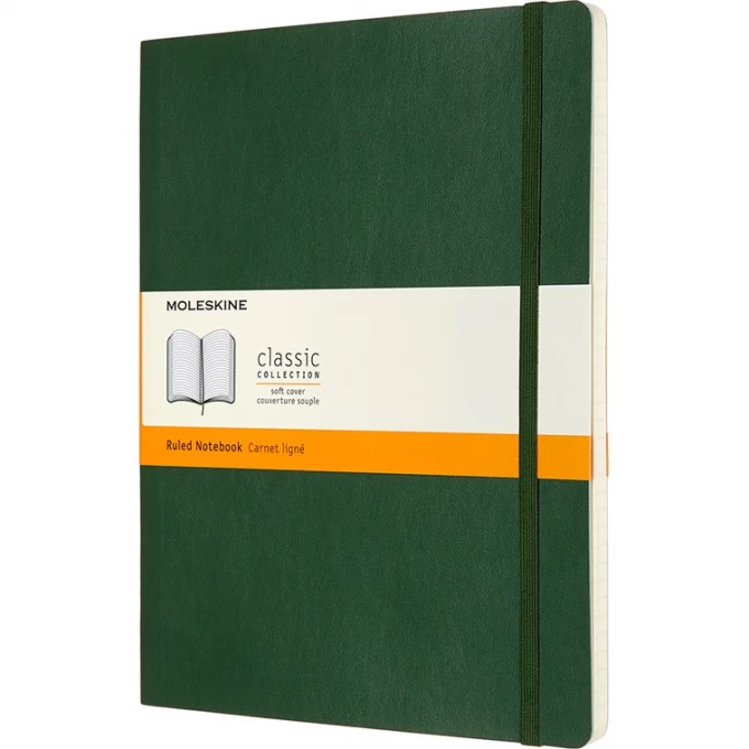 Блокнот MOLESKINE CLASSIC SOFT XLARGE, линейка, зеленый QP621K15