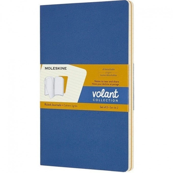 Блокнот MOLESKINE VOLANT LARGE, линейка, синий/желтый янтарный QP721B41M17 Блокнот MOLESKINE VOLANT LARGE, линейка, синий/желтый янтарный QP721B41M17